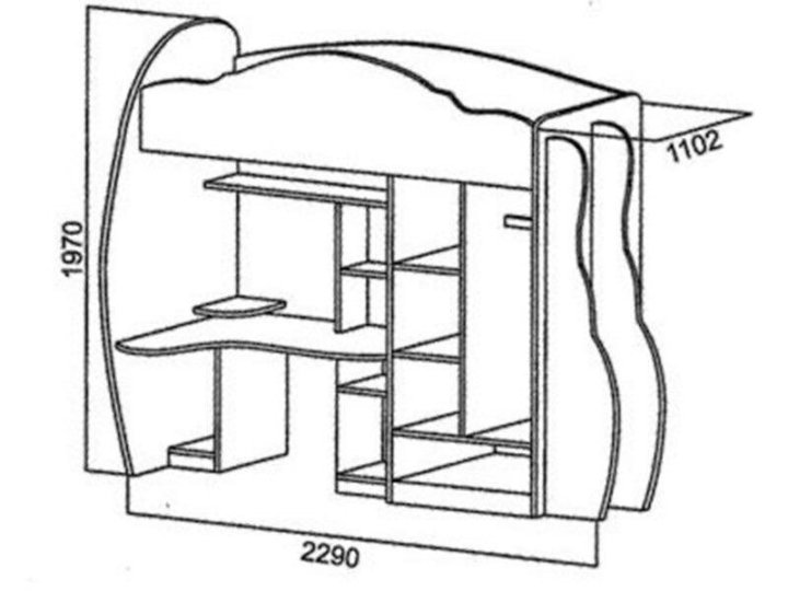 Кровать чердак со столом размеры
