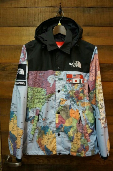 supreme x the north face jacket map