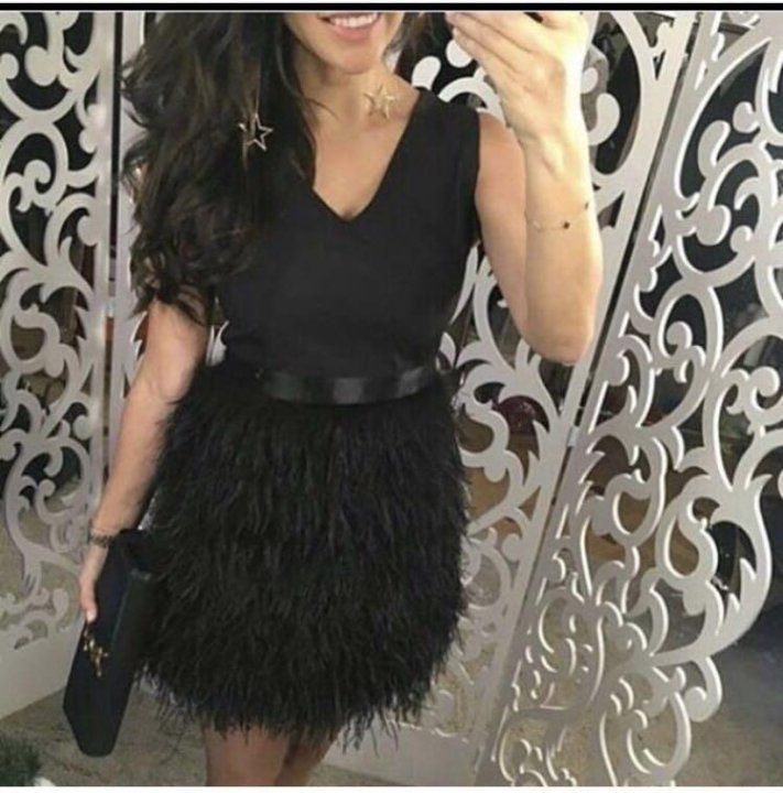 Платье пиджак с перьями страуса
