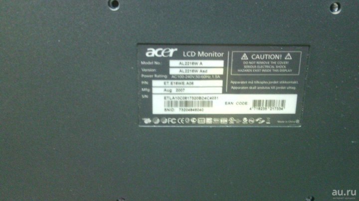 Схема монитор acer al2216w