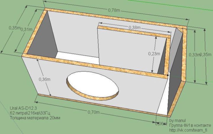Зя под 12 сабвуфер чертеж