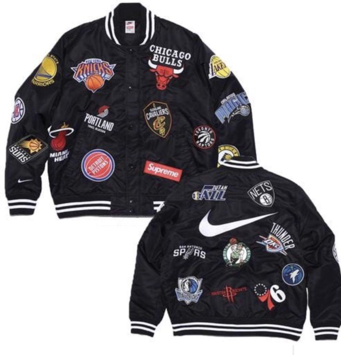 SUPREME/NIKE/NBA WARM-UP JACKET BLACK – купить в Москве, цена 28 SUPREME/NIKE/NBA WARM-UP JACKET BLACK – купить в Москве, цена 28