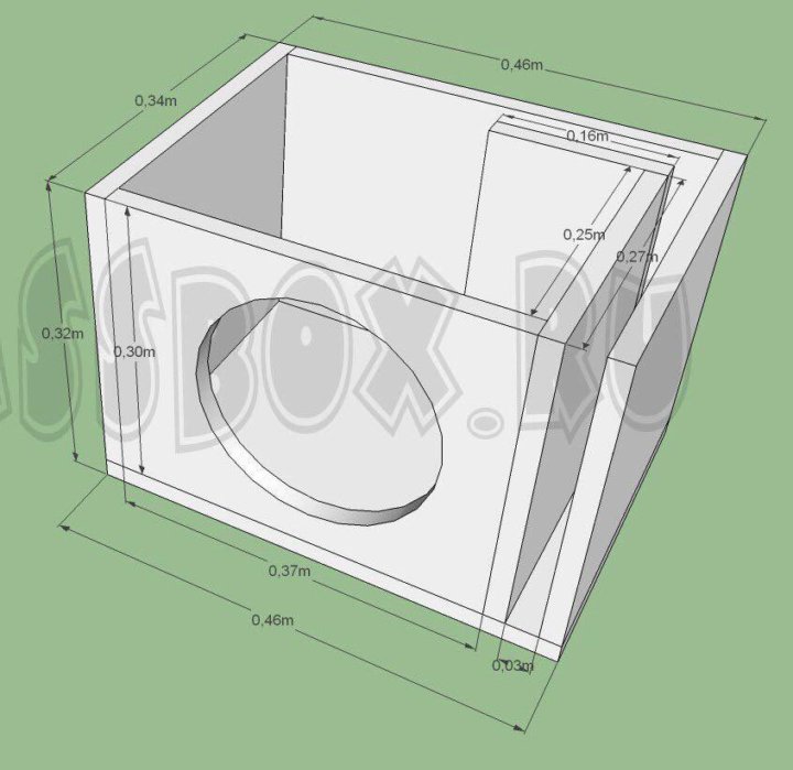 Короб для сабвуфера 10 дюймов чертеж