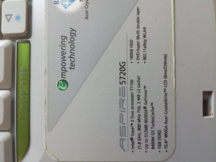 Acer aspire 5720 нет изображения