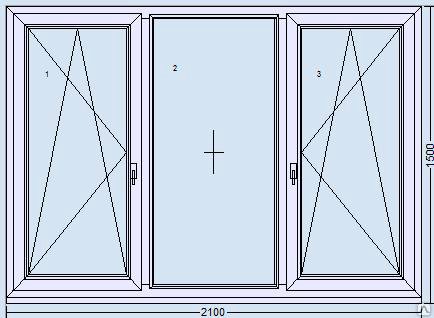 Трехстворчатое окно в плане