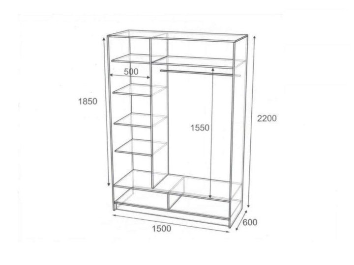 Шкаф купе чертежи с размерами 2 метра