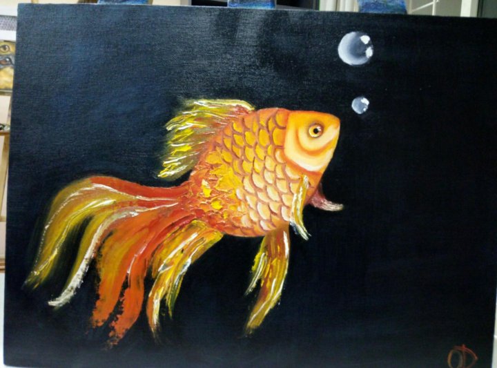 Картина с золотой рыбкой