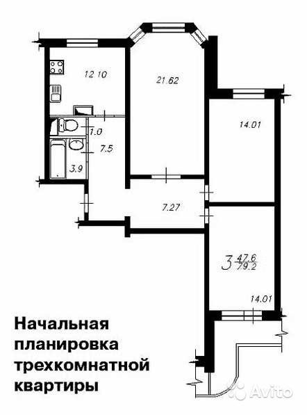 Планировка 3 комнаты п 3