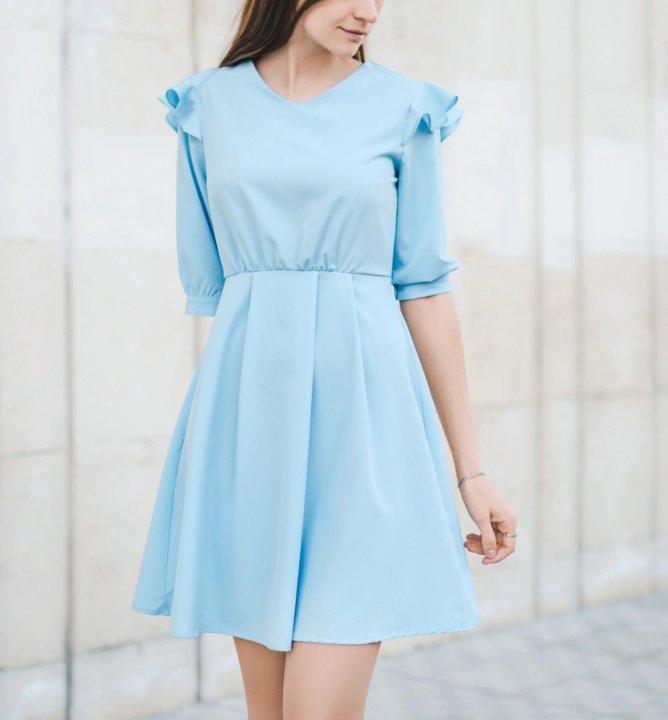 Нежно Голубое Платье Короткое