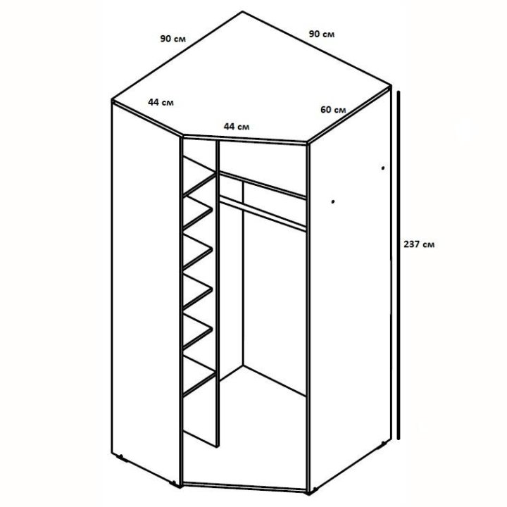 Как нарисовать угловой шкаф