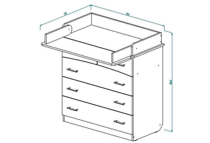 Оптимальный размер пеленального столика