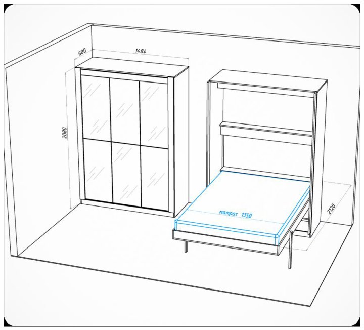 Эскиз шкаф кровать