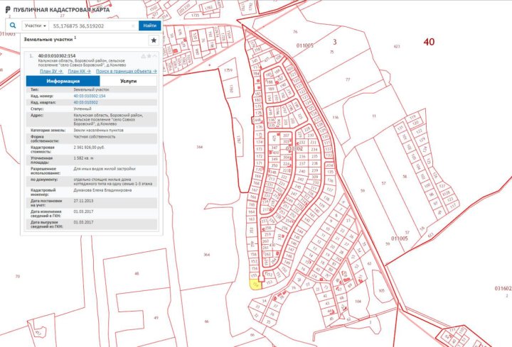Кадастровая карта боровск