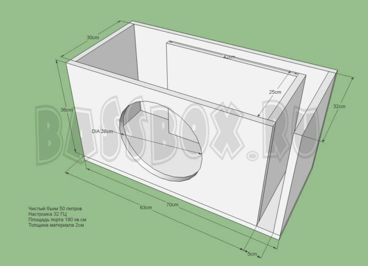 Чертеж короба для сабвуфера 6 дюймов