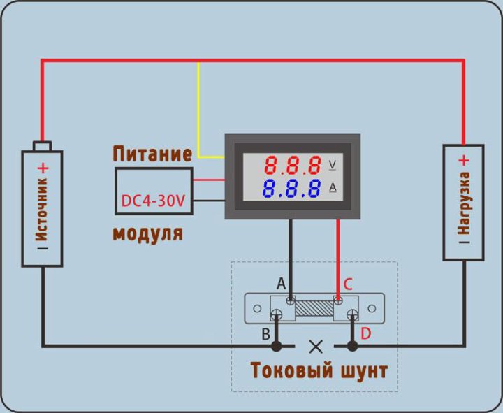 Схема подключения амперметра к зарядному устройству
