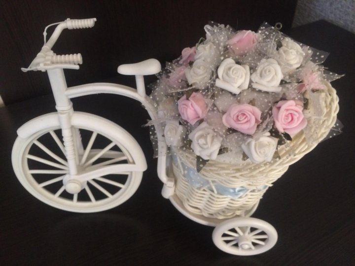Декоративный велосипед с цветами - подарок девушке, маме на день рождения, 8 марта