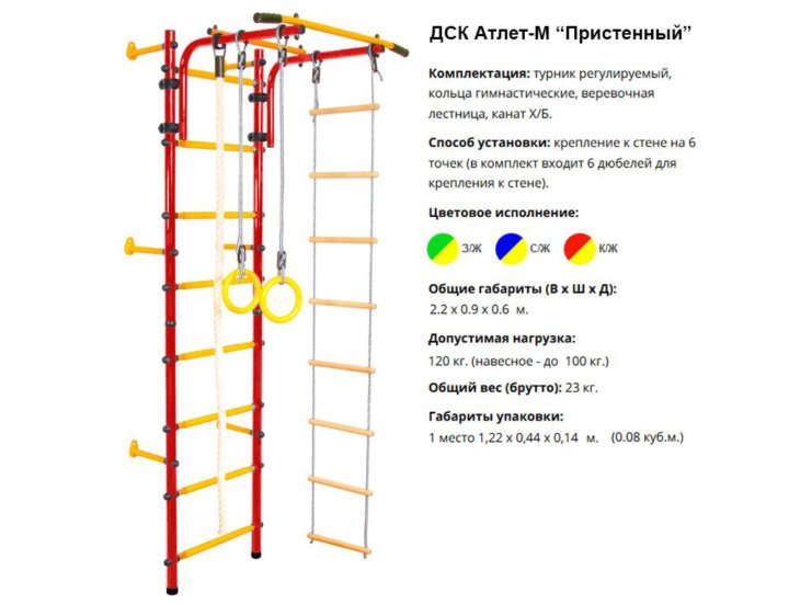 Спортивная детская стенка размеры