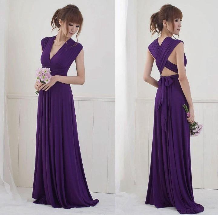 Длинное лиловое платье