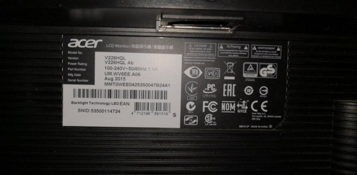 Acer v226hql схема монитор