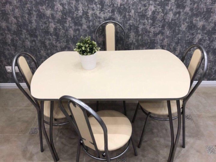 Кухонные столы стулья бу. Обеденная зона Вегас (стол, 4 стула), металлик/дуб/ваниль. Обеденная группа (стол MK-1607iv стул MK-1698-IV 4 шт.). Кухонный столик со стульями.