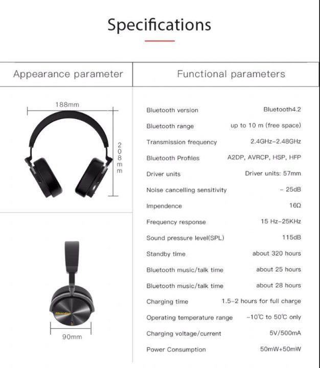 Bluedio T4 Wireless Bluetooth Headphone with Mic Black