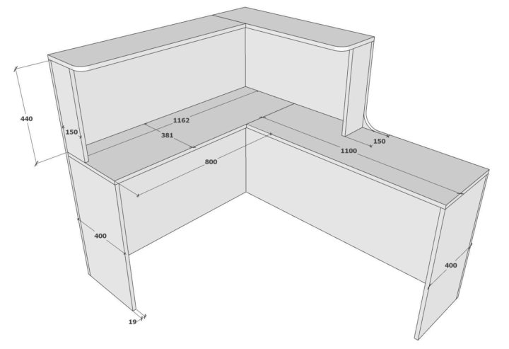 Угловой ресепшн чертеж