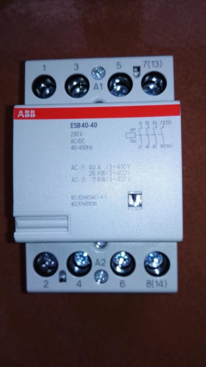 Схема подключения контактор abb esb25 40n