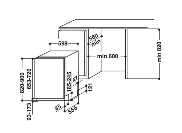 Размер шкафа под посудомоечную машину