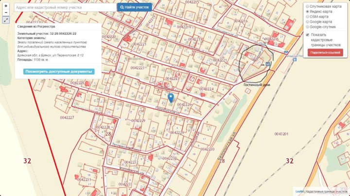Кадастровая карта брянск фокинский район