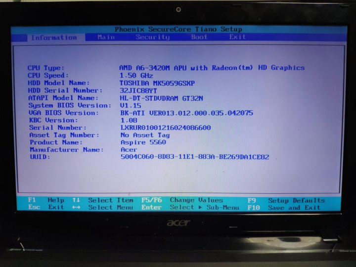 Acer aspire 5560g нет изображения