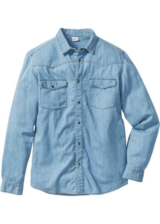 Озон интернет магазин рубашки. Рубашка John Baner. Рубашка bonprix мужская. Рубашка мужская джинсовая. Джинс голубой рубашка.