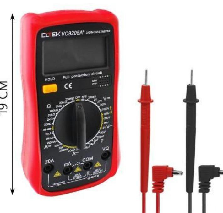 шнур вольтметра. мультиметр красный и черный. 2 мегаома на мультиметре. не работает мультиметр. мультиметр красный.