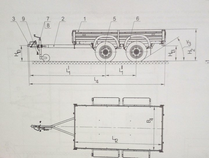 Схема двухосного легкового прицепа