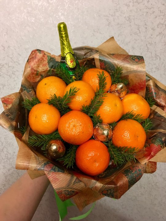 Новогодний Букет Из Конфет И Мандаринов Новогодний Букет Из Конфет И Мандаринов