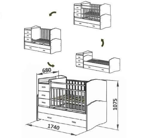 Как собрать кроватку с комодом
