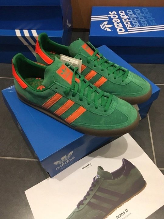adidas jeans green and orange