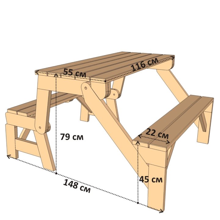 Раскладная лавка стол чертеж