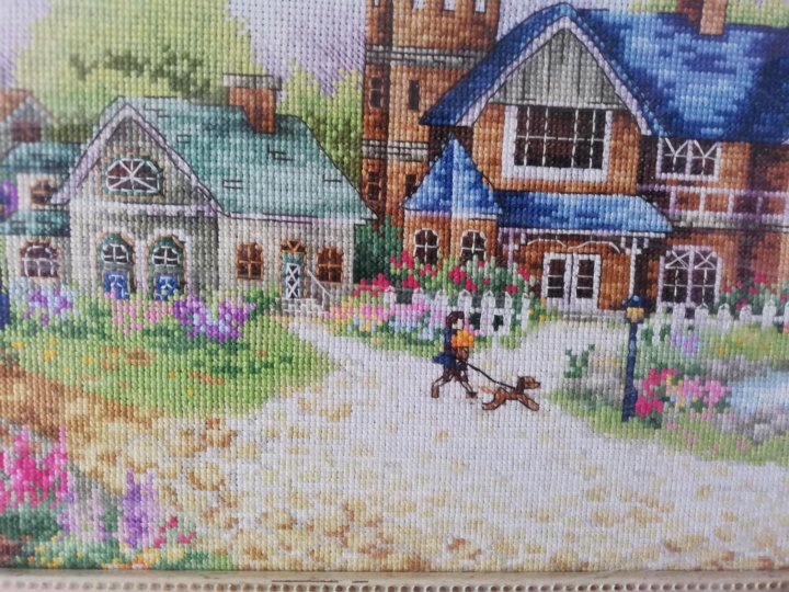 Зеленая деревенька вышивка схема