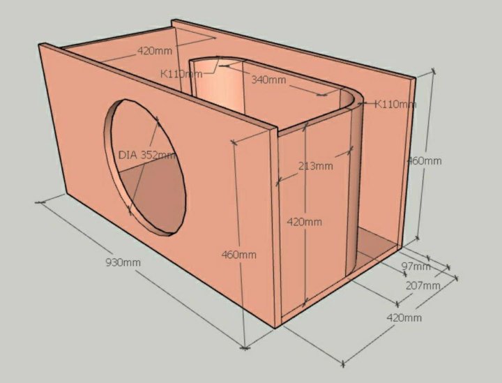 Расчет короба для сабвуфера 10 с щелью