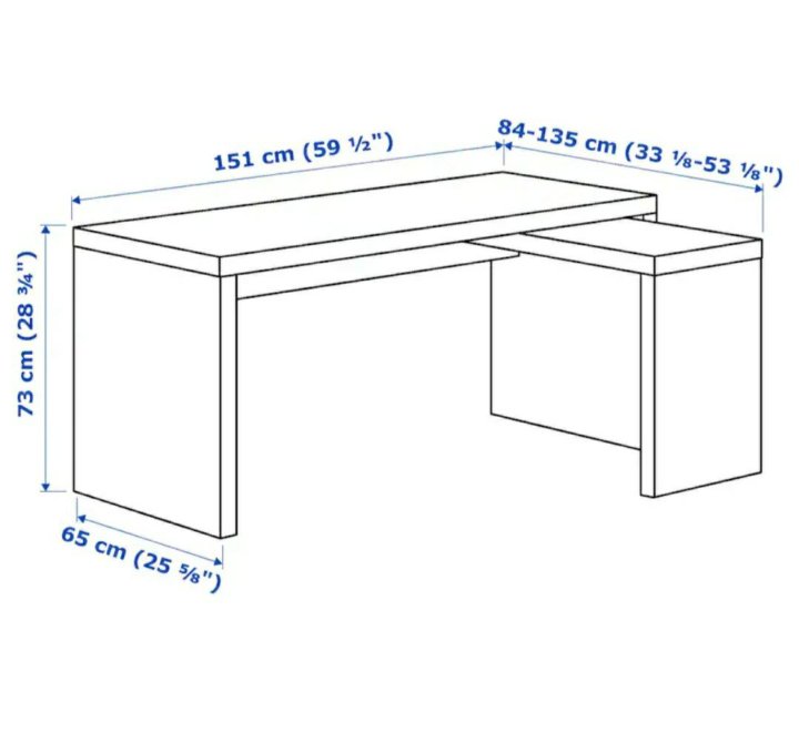 Мальм письменный стол белый 140x65 см
