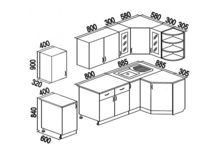 Размеры тумбы под мойку для кухни стандартные