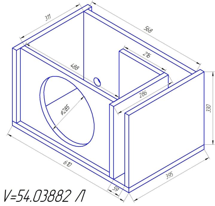 Чертежи короба для сабвуфера 12 дюймов