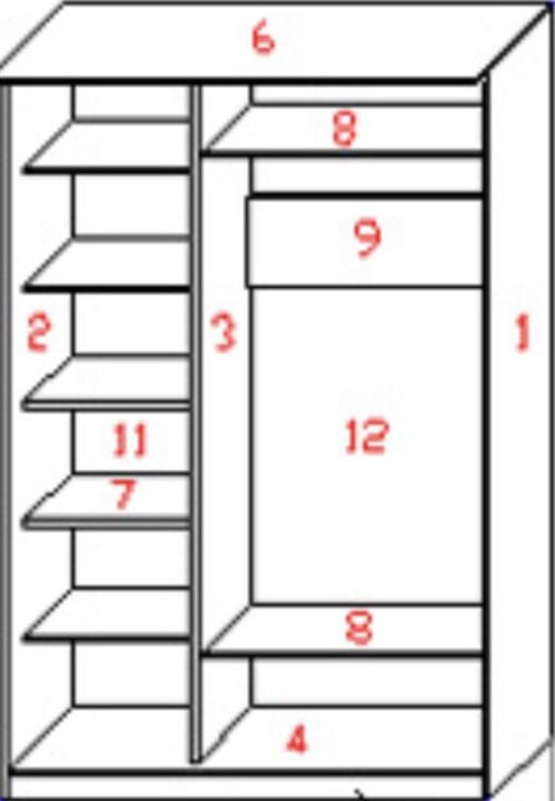 Чертежи шкафа купе с размерами для распила лдсп