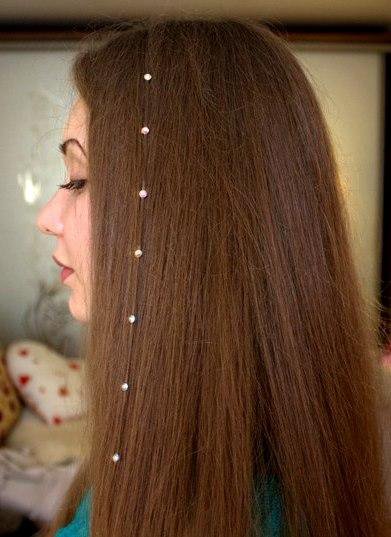 Как закрепить на волосы стразы на леске для волос