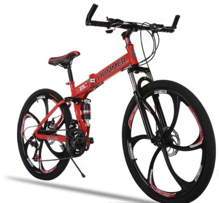 Велосипед Хаммер на литых дисках красный.