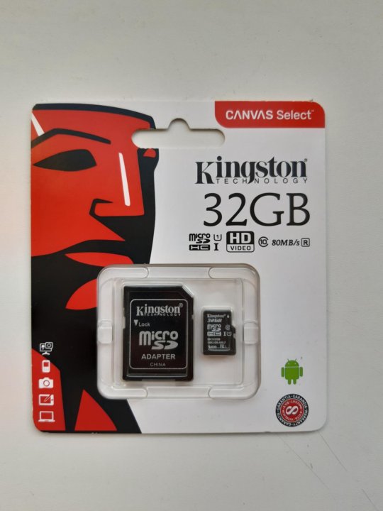 Карта памяти kingston canvas select plus 32 гб