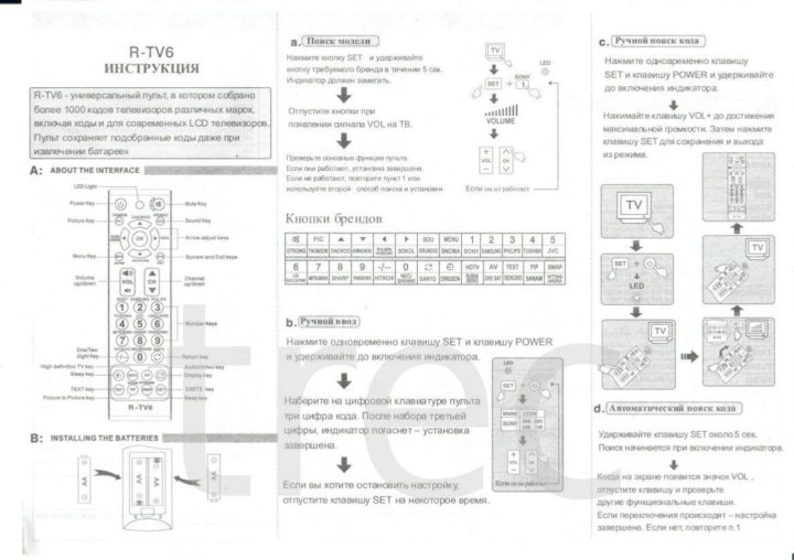 Инструкции tv. Универсальный пульт RTV-08. Универсальный пульт для телевизора r-tv6 коды. Пульт универсальный r-TV-7. ПДУ RI-tv6.
