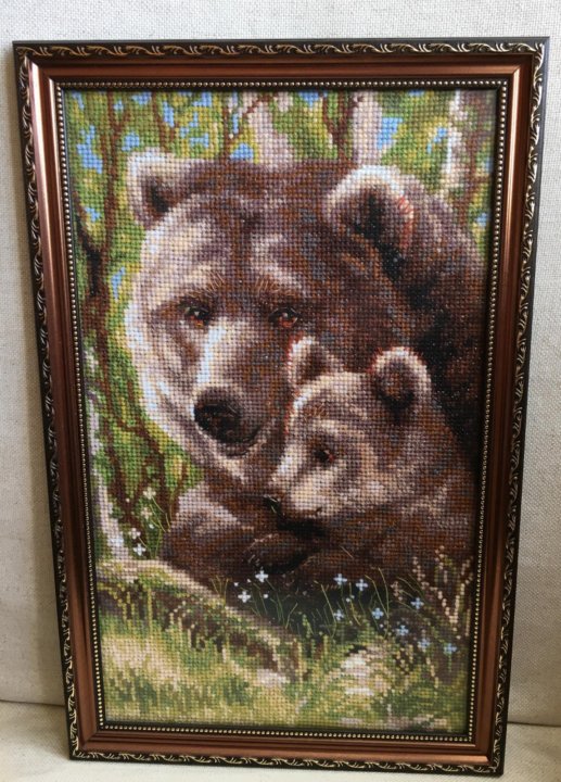 бенгальский тигр вышивка крестом. материнское тепло медведи вышивка бисером. сколько стоят вышивки ручной работы. вышитая картина для семейного счастья. варианты оформления вышитых картин.