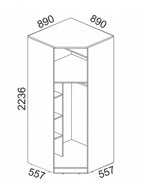 Угловой шкаф 60х60 для одежды в спальню