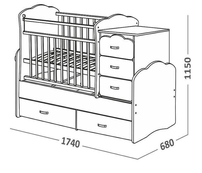 Детская кровать с комодом размеры